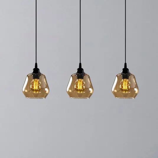 Objednat Nyní Závěsné světlo Gold 032, zlaté-transparentní, sklo 3-ramenné dlouhé