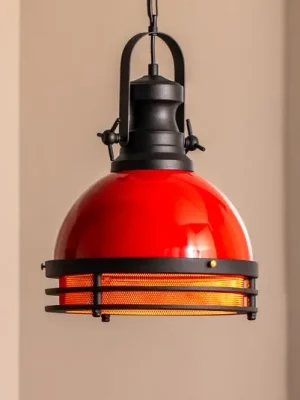 Novinka Závěsné světlo Saglam 3762, červené/černé, železo, Ø 32 cm