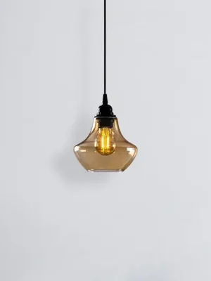 Levný Závěsné světlo Gold 050, zlaté-transparentní, sklo, Ø 17 cm