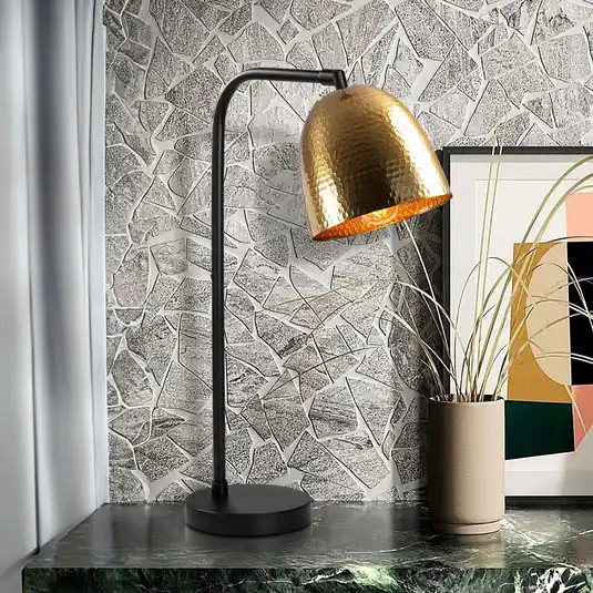 Cenově Výhodný Stolní lampa Tattoo 5031, zlatá starožitnost, kov, výška 52 cm