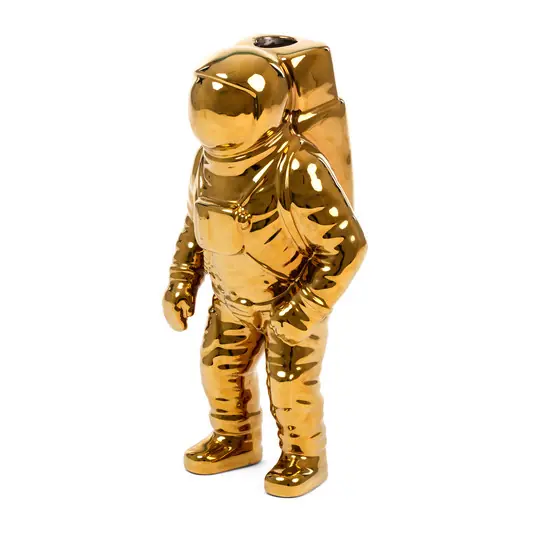 Pouze Dnes Váza SELETTI Cosmic Diner Starman, zlatá. V 28 cm, porcelán