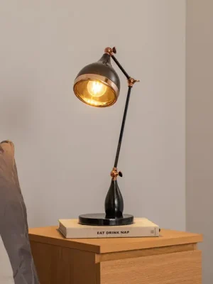 Autentický Stolní lampa Yildo 7015, černá/měď, kov, výška 50 cm