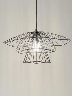 Závěsné světlo Tel 6504, černé, železo, Ø 50 cm Autentický