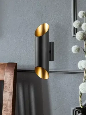 Originální Nástěnné světlo Cut 11810, černé, kov, výška 30 cm, nahoru/dolů