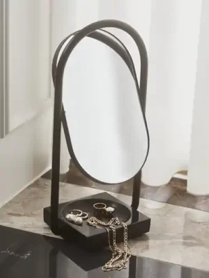AYTM Angui stolní zrcadlo, černá barva, výška 35 cm, sklo, mramor Cenový Hit