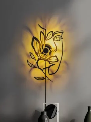 Nástěnné světlo Flower Faced, černé, kov, 54 x 34 cm, zástrčka Vrácení Zdarma