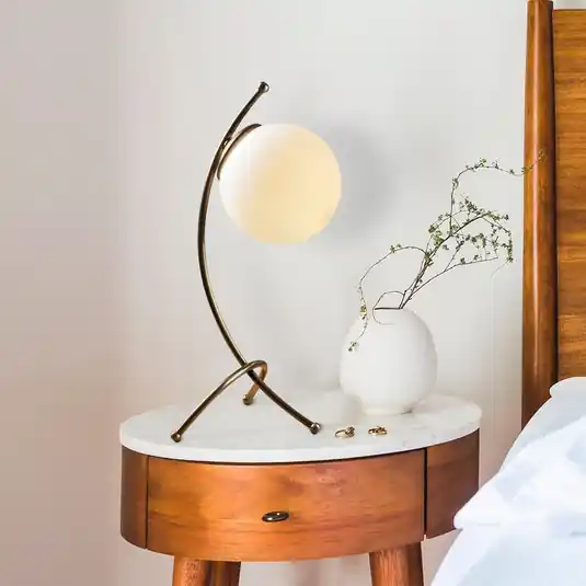 Nakupujte Hned Stolní lampa Yay 5012, hnědá, opálové sklo, výška 43 cm