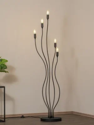Nová Kolekce Stojací lampa Bonibon 13231 černá kovová výška 155 cm 5 žárovek