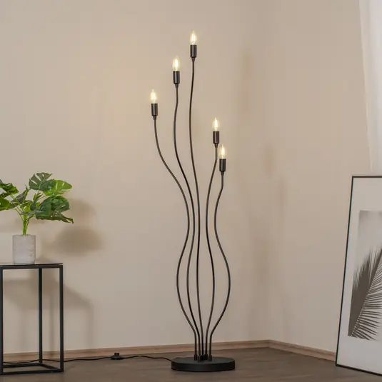 Nová Kolekce Stojací lampa Bonibon 13231 černá kovová výška 155 cm 5 žárovek