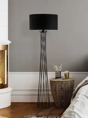 Omezená Nabídka Stojací lampa Tall 13470, černá, plátno, výška 175 cm
