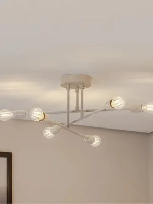 Nejprodávanější Stropní světlo Flower 177, krémově bílé, kov, šestilampové