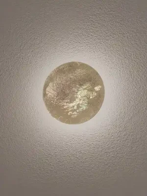 LED nástěnné světlo Ring S, Ø 15 cm, překližka, zlatá barva Sleva
