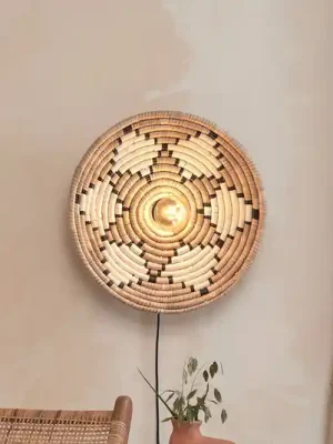 Odeslání Ihned GOOD & MOJO Andros nástěnné svítidlo, přírodní/bílá, zástrčka, Ø 45 cm