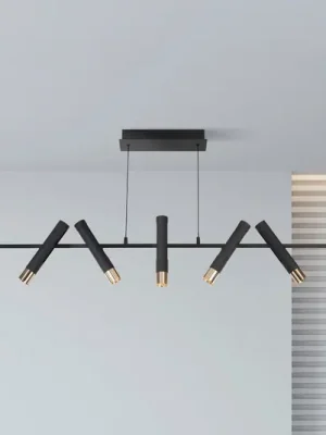 Válcové závěsné svítidlo LED, černá/oslnivá, kov, délka 120 cm Autentický