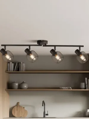 Stropní bodové svítidlo Meshy, černé, kovové, 4 světla, E14, 79 cm Výprodej
