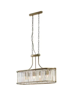 Poslední Šance Závěsná lampa Victoria, mosazná barva, křišťálové sklo, 78 cm, E27