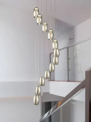 Závěsné svítidlo Cyclone LED, 12 světel, kouřová barva, sklo Cenově Výhodný