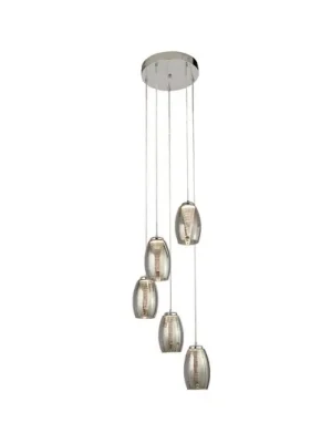Závěsné svítidlo Cyclone LED, 5 světel, kouřová barva, sklo Nejprodávanější
