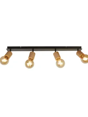 Stropní bodové svítidlo Spinny, 4 světla, gumovník, délka 90 cm, E27 Zlevněný