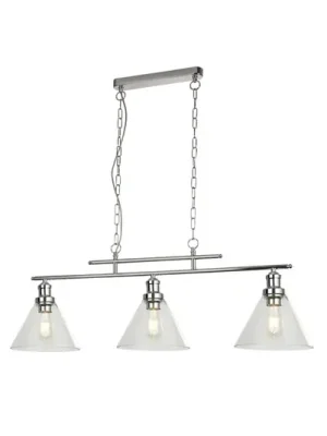 Vysoce Kvalitní Závěsné svítidlo Pyramida, chrom, sklo, 3 světla, 95 cm, E27