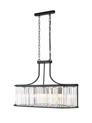 Expresní Doručení Závěsná lampa Victoria, černá, křišťálové sklo, 78 cm, E27