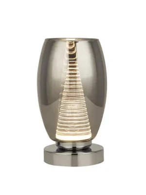 Stolní lampa Cyclone LED, chrom/kouř, sklo, výška 20,5 cm Hit Sezóny