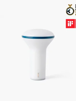 Rychlé Dodání Nabíjecí stolní lampa Buddy LED, bílá/modrá, polykarbonát, Ø 11 cm