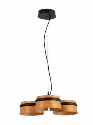 Závěsná lampa LED Loop, třešeň/černá, dřevo, délka 52 cm Oblíbený