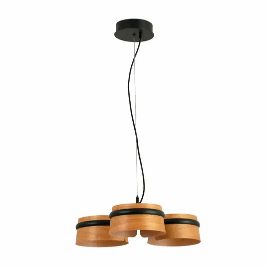 Závěsná lampa LED Loop, třešeň/černá, dřevo, délka 52 cm Oblíbený