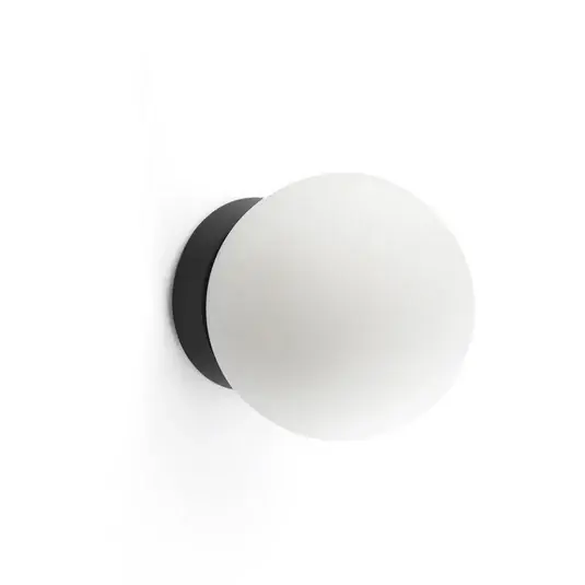 Dokud Zásoby Vydrží Ping LED nástěnné svítidlo, černá/opál, sklo, hliník, Ø 10 cm