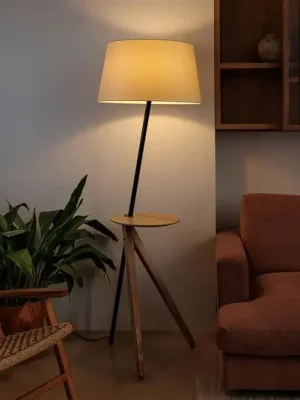 Stojací lampa Treewood, jasan/béžová, látka/dřevo, výška 175 cm Nejlepší Volba
