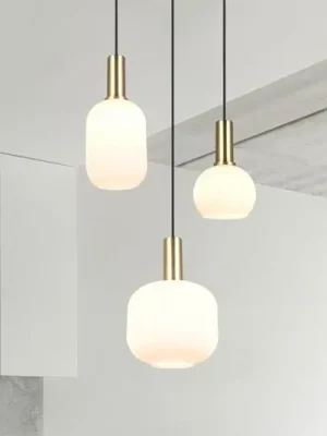 Cenová Bomba Závěsné svítidlo Diva, 3 světla, mosazná barva, opál, sklo, kov