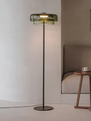 LEDS-C4 LED stojací lampa Úrovně, dvouvrstvá, zelená, sklo, CCT Poslední Šance