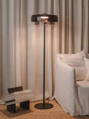 Dokud Zásoby Vydrží LEDS-C4 LED stojací lampa Úrovně, dvouvrstvá, černá, sklo, CCT