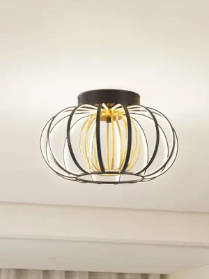 Sezónní Sleva Stropní svítidlo Lucande LED Birger, Ø 39 cm, černá/zlatá