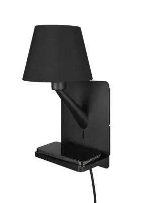 Nástěnné svítidlo Comfort, matná černá, kov, zástrčka, E14 Objednat Nyní