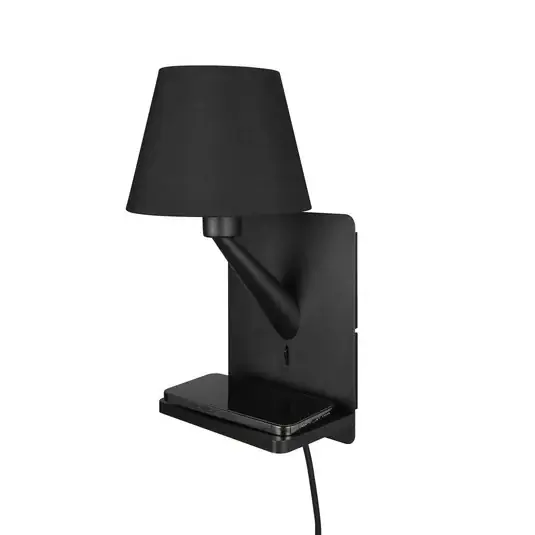 Nástěnné svítidlo Comfort, matná černá, kov, zástrčka, E14 Objednat Nyní