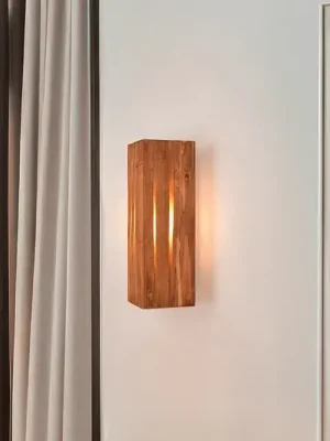 Nástěnné svítidlo Karuni, přírodní, dřevo, kov, E14 Výprodej