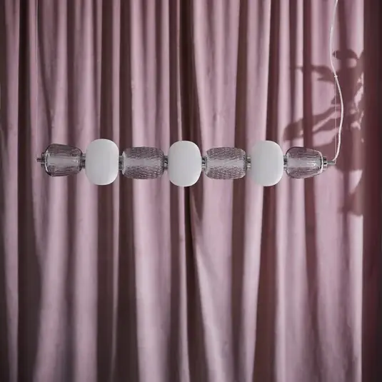 LOOM DESIGN LED závěsné světlo Pearl 7, šedá/chrom, sklo, 110 cm Cenový Hit