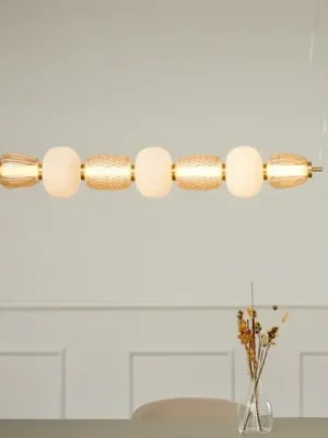 LOOM DESIGN LED závěsné světlo Pearl 7, jantarová/zlatá, sklo, 110 cm Rychlé Dodání