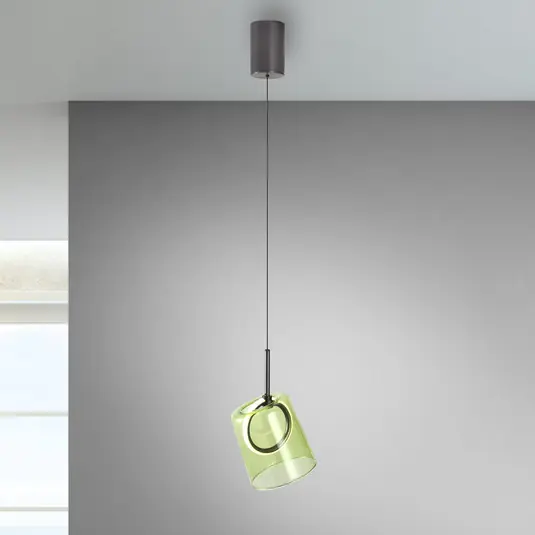 Vysoce Kvalitní Paul Neuhaus LED závěsná lampa Zula, zelená, Ø 15 cm, sklo