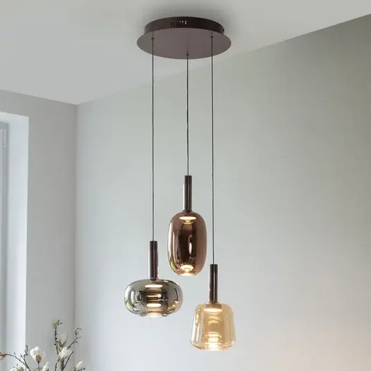 Autentický Paul Neuhaus Irides LED závěsná lampa, Ø 43 cm, barevná, sklo