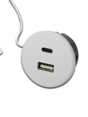Akční Nabídka Zásuvka USB-A + USB-C, bílá, instalace do nábytku, vstup 24V, 20W