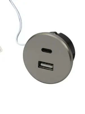 Expresní Doručení Zásuvka USB-A + USB-C, ocelová, pro instalaci do nábytku, příkon 24 V 20 W