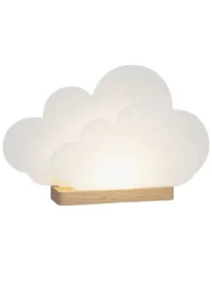 Akční Cena Stolní lampa LED Wölkchen, bílá, dřevo, 3000 K, stmívatelná