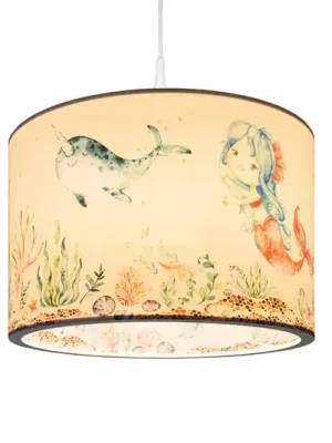 Autentický Závěsné svítidlo 25/40 mořské panny, Ø 38 cm, barevné, E27
