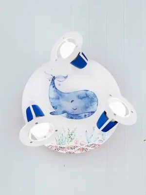 Stropní lustr Paul Pottwal, bílo-modrý, Ø 29 cm, 3 plameny Vysoce Kvalitní