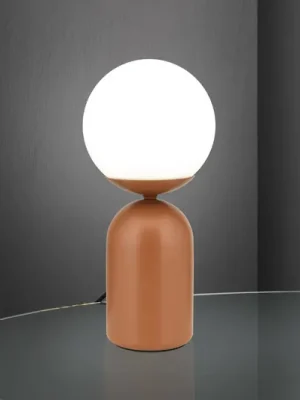 Sleva Stolní lampa Stanley, korálově červená, výška 32 cm, keramika/sklo