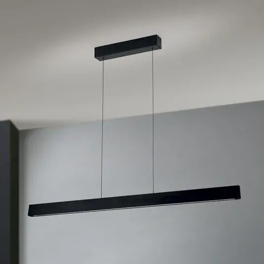 Závěsná lampa LED Tara, černá, délka 120 cm, hliník/ocel Výprodej