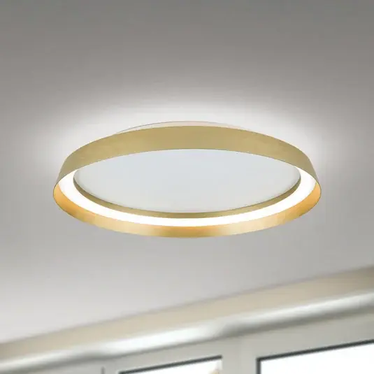 LED stropní svítidlo Manta, Ø 45 cm, zlatá barva, hliník, nahoru/dolů Novinka